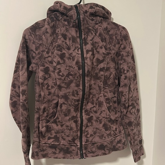 Lululemon Purple Full Zip Scuba With Hoodie Patterned Floral Size 6 - Picture 1 of 5